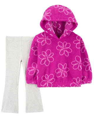 2-Piece Floral Fleece Pullover & Legging Set