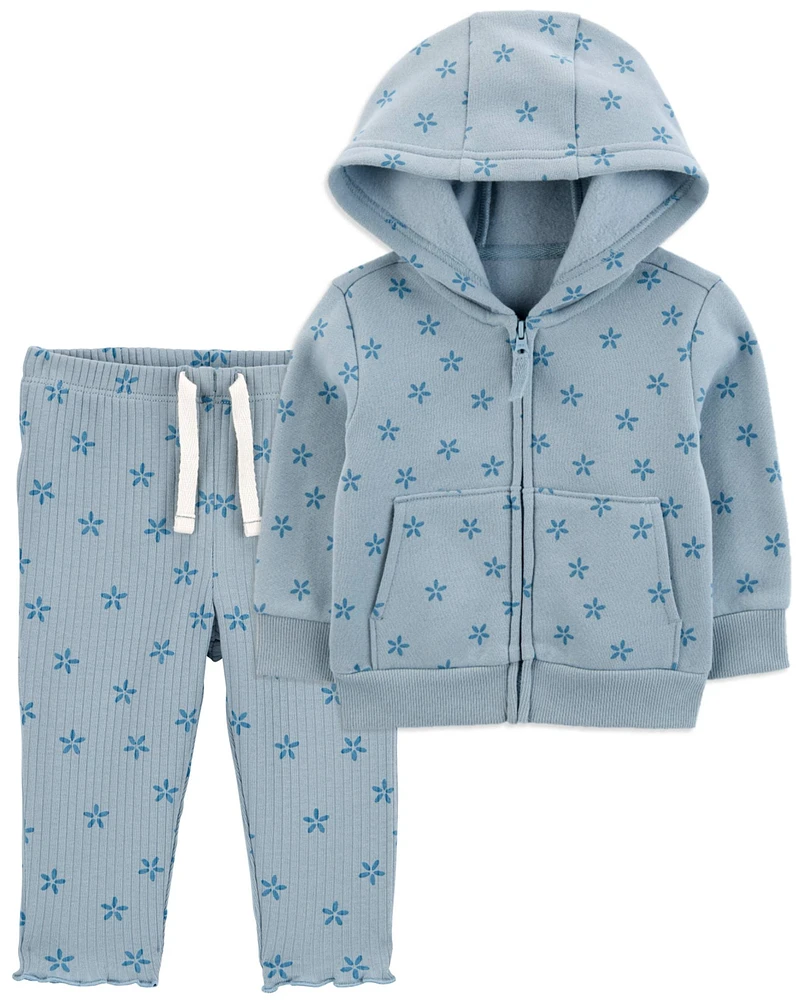 Baby 2-Piece Zip-Up Fleece Hoodie & Pants Set