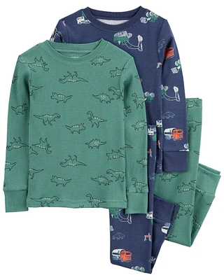 Baby 4-Piece Dinosaur & Trucks Cotton Blend Pyjamas