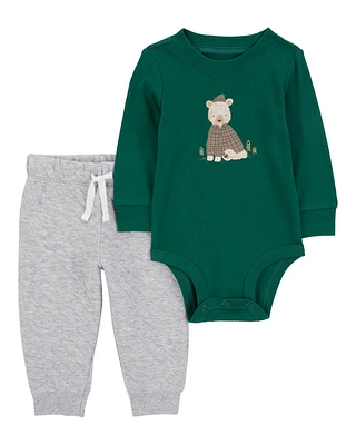 Baby 2-Piece Bear Hooded Bodysuit Pant Set