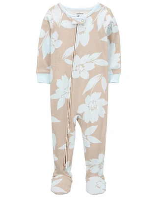 1-Piece Floral 100% Snug Fit Cotton Footie Pyjamas