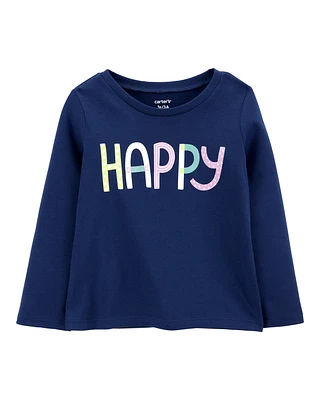 Toddler Happy Cotton Blend Peplum Tee