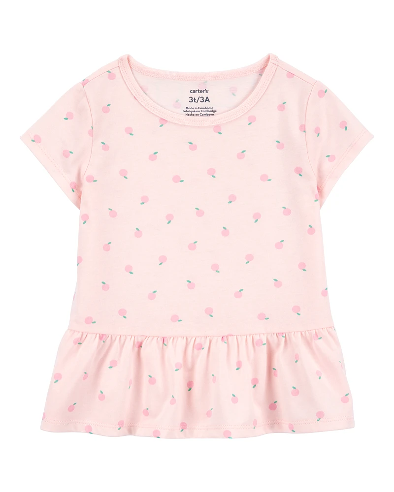 Baby Floral Peplum Short-Sleeve Top - Pink