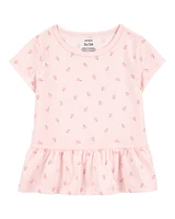 Baby Floral Peplum Short-Sleeve Top - Pink