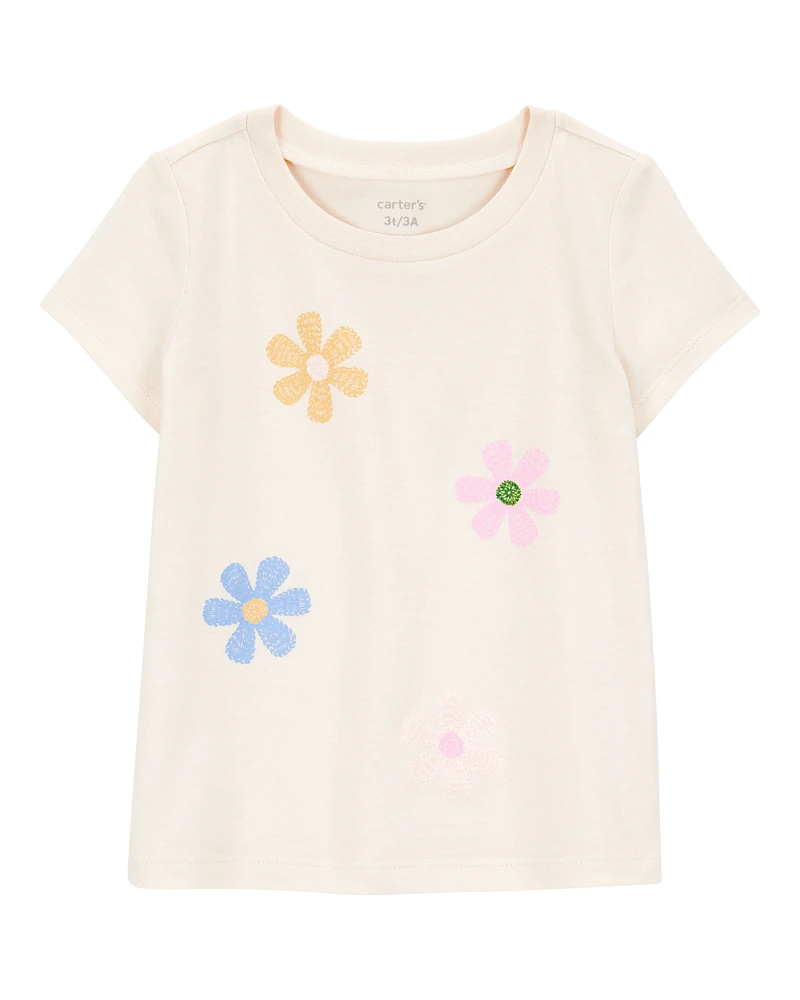 Toddler Flower Short-Sleeve Graphic Tee - Ivory
