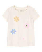 Toddler Flower Short-Sleeve Graphic Tee - Ivory