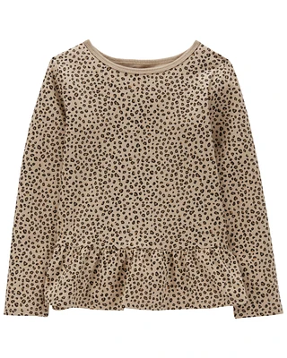 Kid Leopard Print Peplum Top