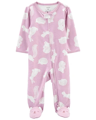 Animal 2-Way Zip Cotton Sleeper Pyjamas