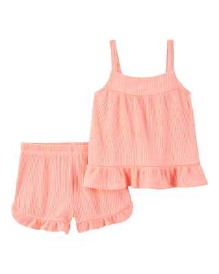 Toddler Solid Loose Fit 2-Piece Pyjamas - Coral