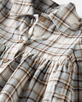 Baby Organic Cotton Herringbone Button-Front Dress Plaid