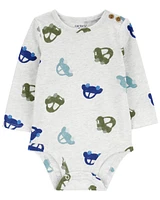 Baby Car Print Long-Sleeve Bodysuit