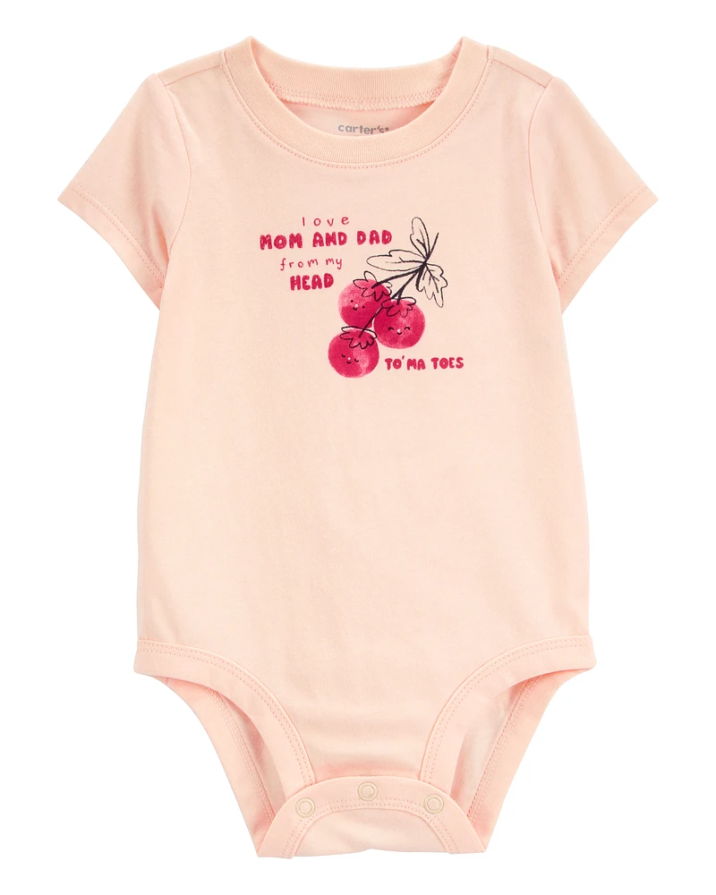 Baby Mom And Dad Tomatoes Short-Sleeve Bodysuit