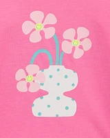 Kid Flower Cotton Blend Graphic Tee