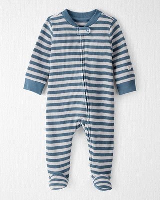 Baby Organic Cotton Sleep & Play Pyjamas Blue Stripes
