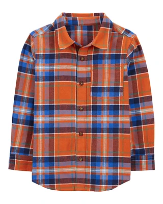 Kid Plaid Flannel Button-Down Shirt