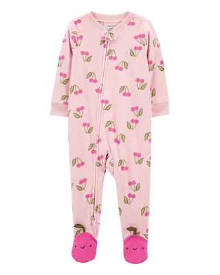 Toddler 1-Piece Cherry Fleece Footie Pyjamas