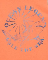 Kid Shark Surf Slogan Tank - Orange