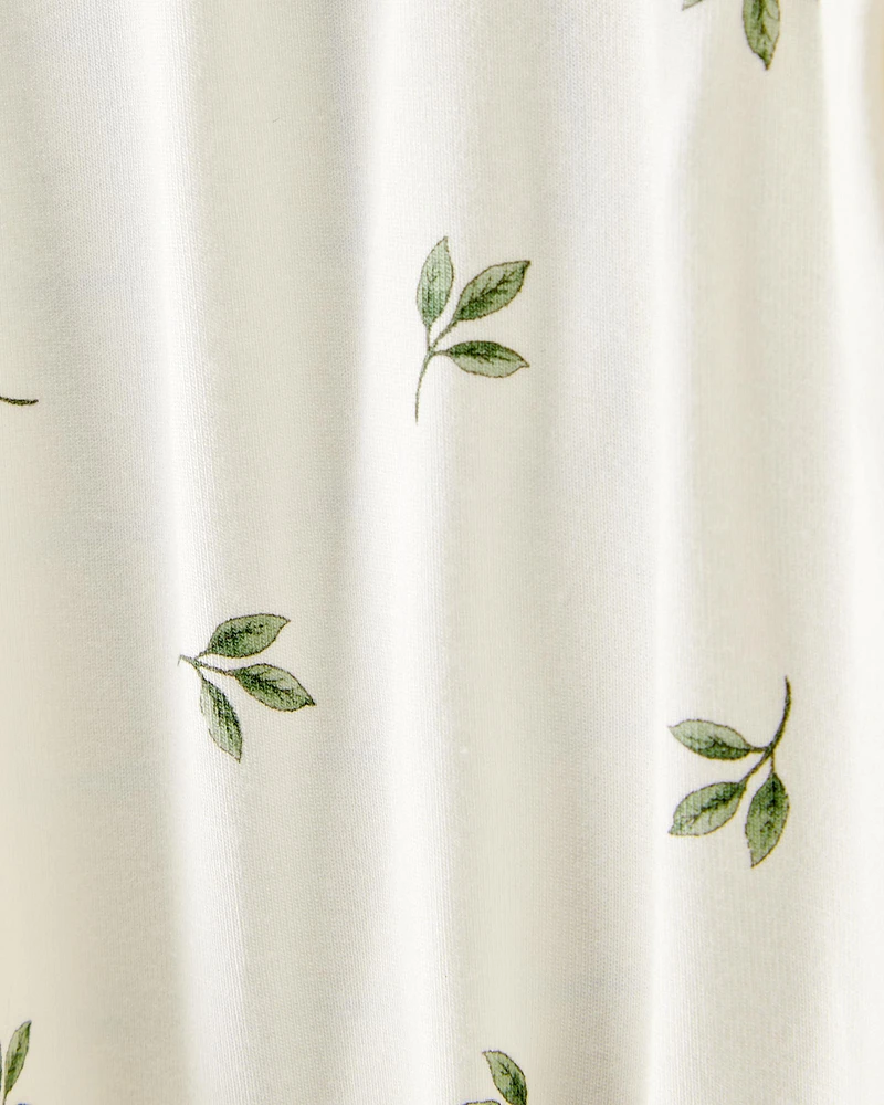 Baby Leaf Print 2-Way Zip PurelySoft Sleeper Pyjamas - Ivory