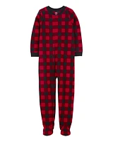 Kid 1-Piece Buffalo Check Fleece Footie Pyjamas