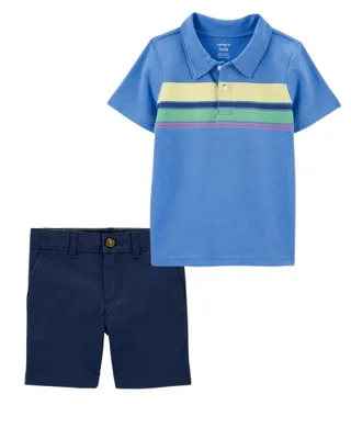 Toddler 2-Piece Polo & Flat-Front Shorts Set