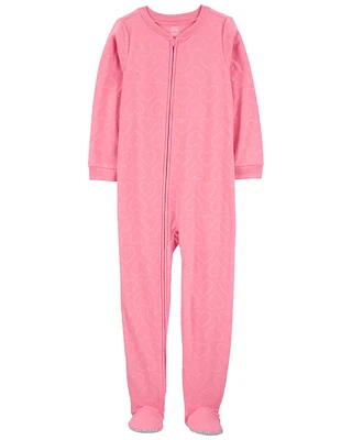 Kid 1-Piece Heart Fleece Footie Pyjamas