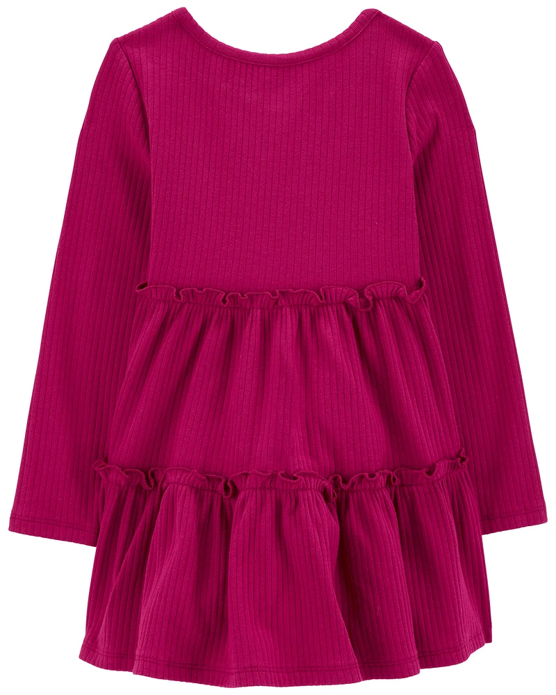 Toddler Long-Sleeve Ribbed Dress