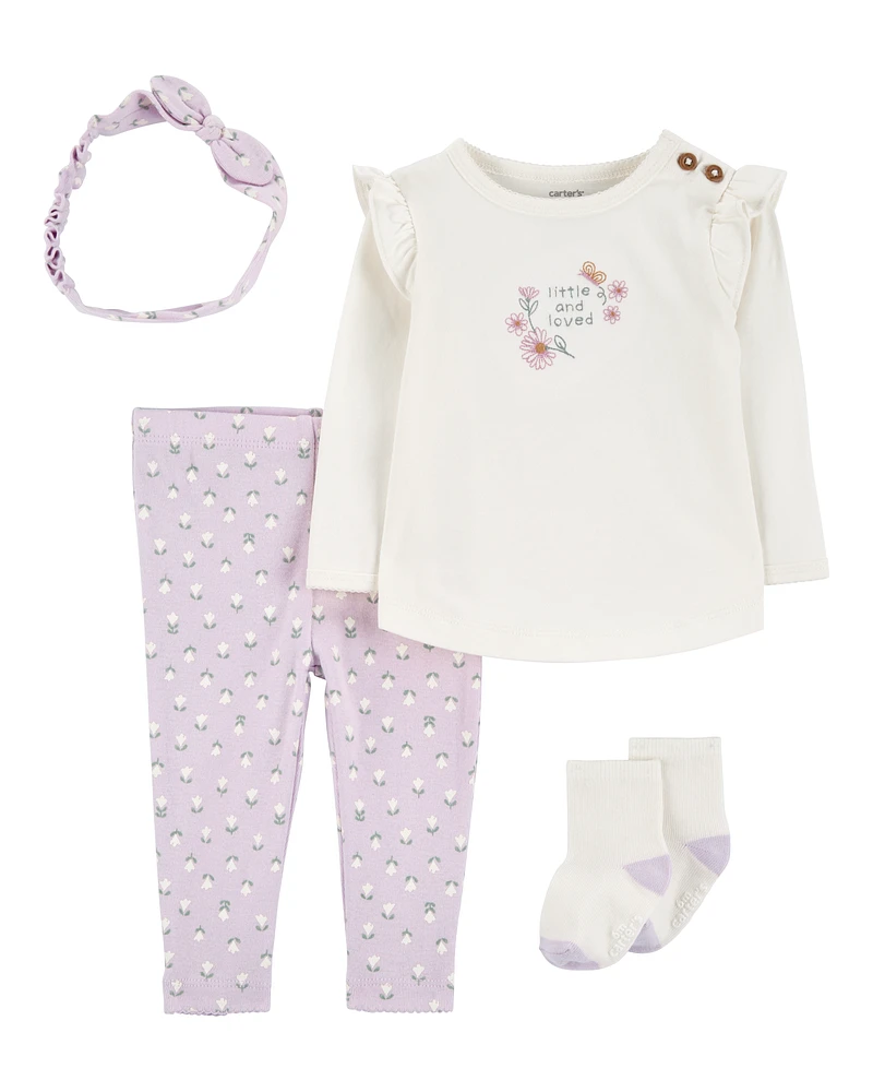 Baby 4-Piece Floral Outfit Set