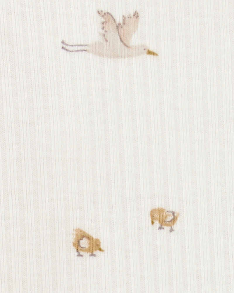 Baby 2-Piece Bird Print Long-Sleeve Tee & Pant Set