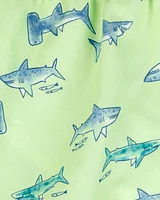 Toddler Shark Swim Trunks - Lime Green