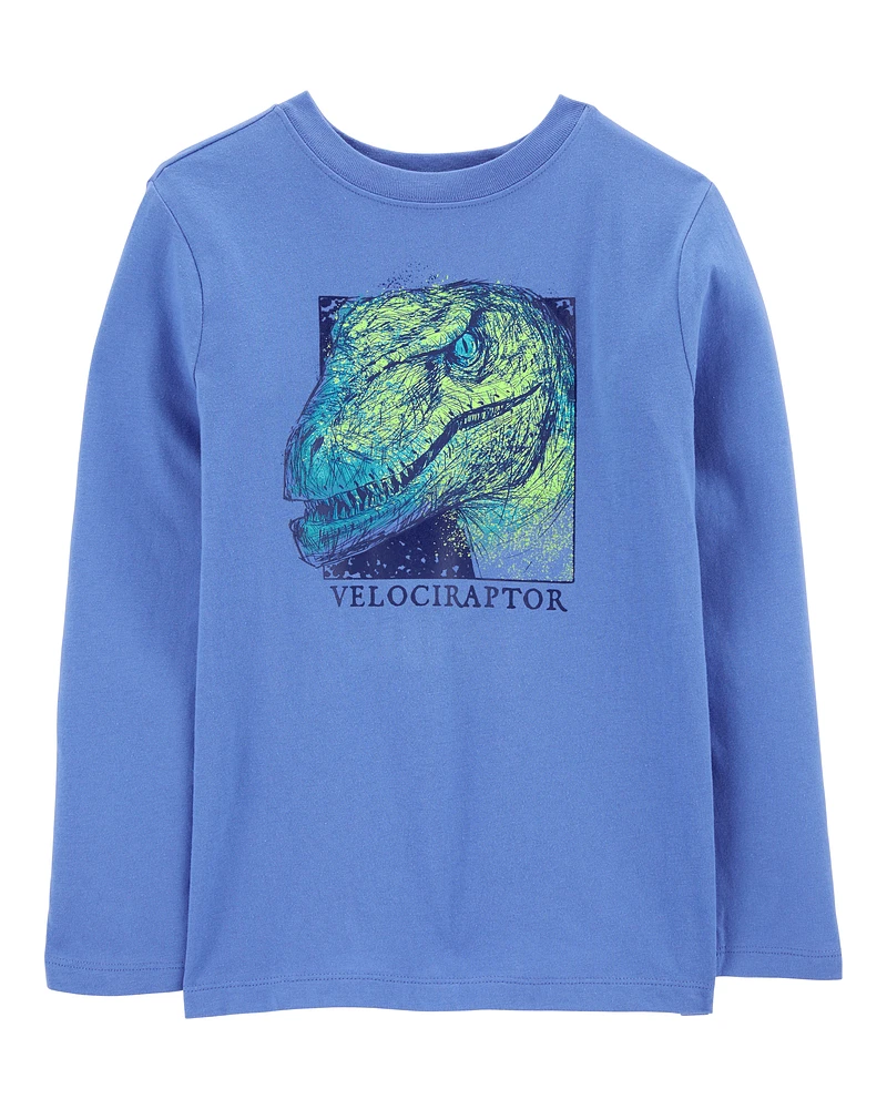 Kid Velociraptor Dinosaur Graphic Tee