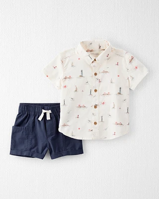 Toddler 2-Piece Coastal Print Set Made with Organic Cotton