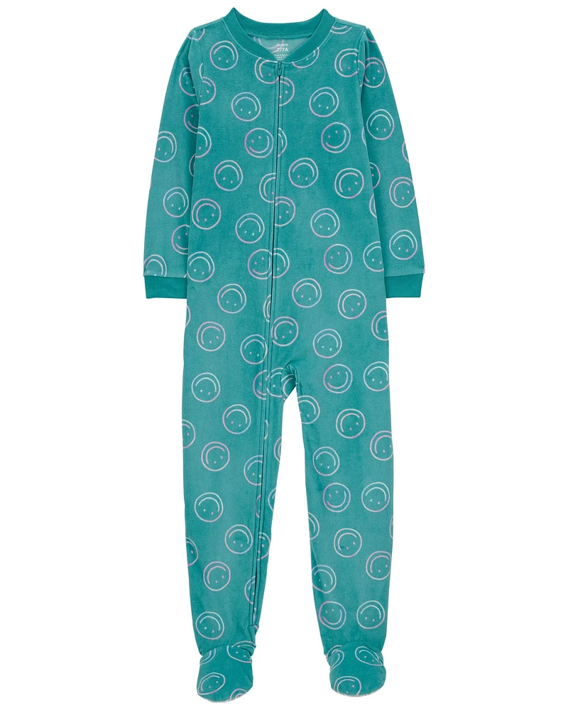 Kid 1-Piece Smiley Face Fleece Footie Pyjamas