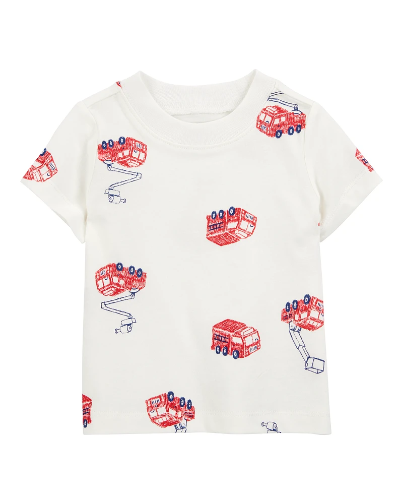 Baby 2-Piece Fire Truck Tee & Shortall Set - Grey