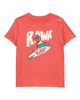 Kid Dinosaur Skateboard Graphic Tee