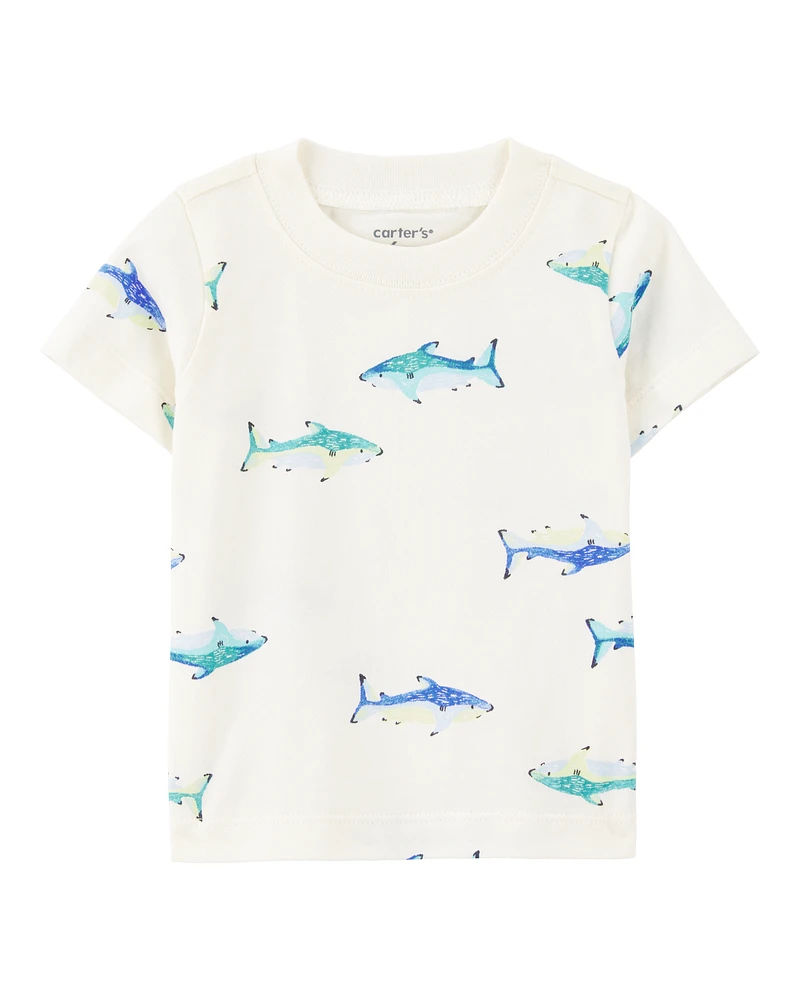 Baby 2-Piece Shark Tee & Shortall Set - Grey
