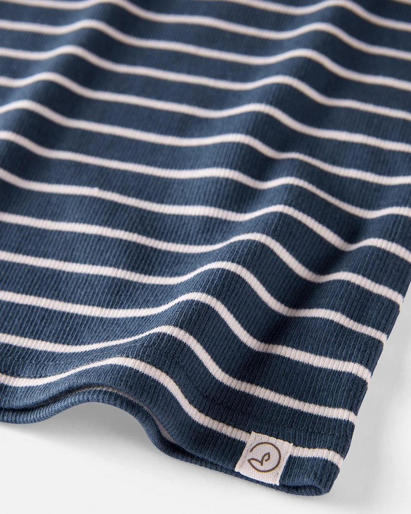 Baby Organic Cotton Pyjamas Set Stripes-Blue