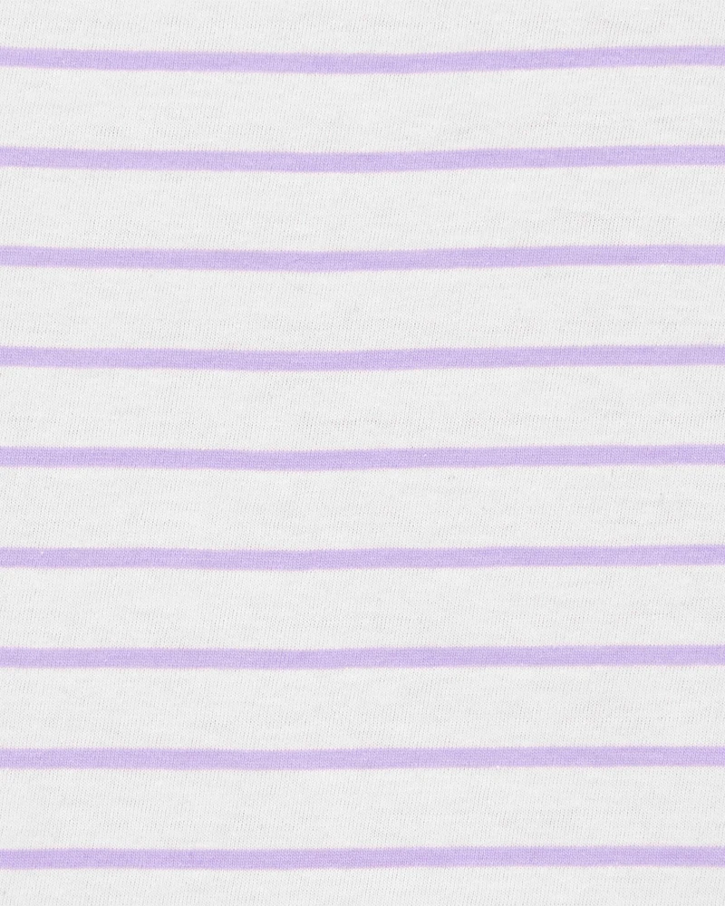 Baby Striped Flutter Short-Sleeve Tee - Purple