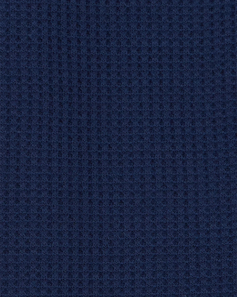 Toddler Boy Solid Loose Fit Waffle Knit 2-Piece Pyjamas - Navy
