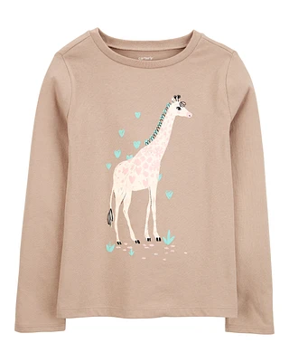 Kid Giraffe Cotton Blend Graphic Tee