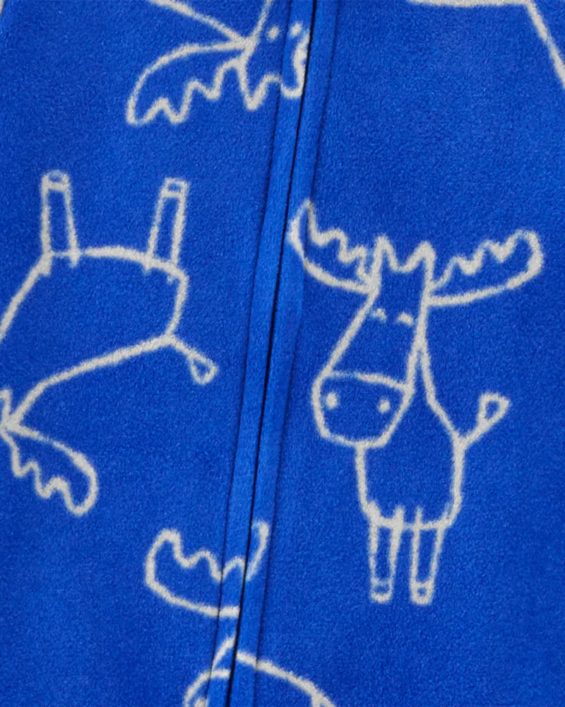 Carters Oshkosh 1-Piece Fleece Moose Print Footless Pyjamas
