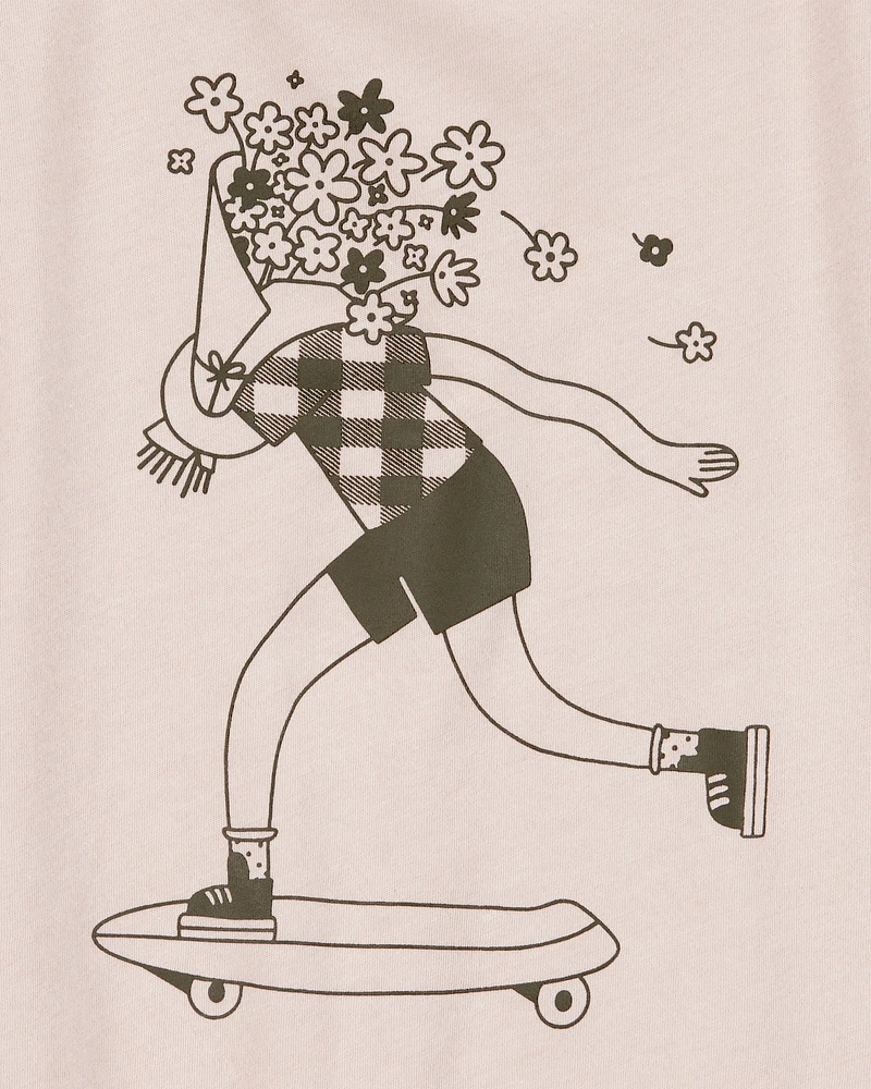 Kid Floral Skater Girl Graphic Tee