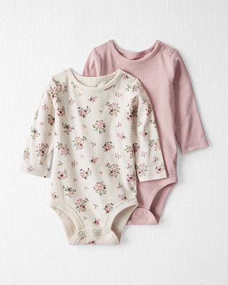 Baby 2-Pack Organic Cotton Rib Bodysuits Wildberry Bouquet and Perfect Pink