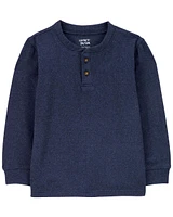 Toddler Drop Needle Long-Sleeve Henley Tee