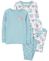 4-Piece Peace Sign 100% Snug Fit Cotton Pajamas