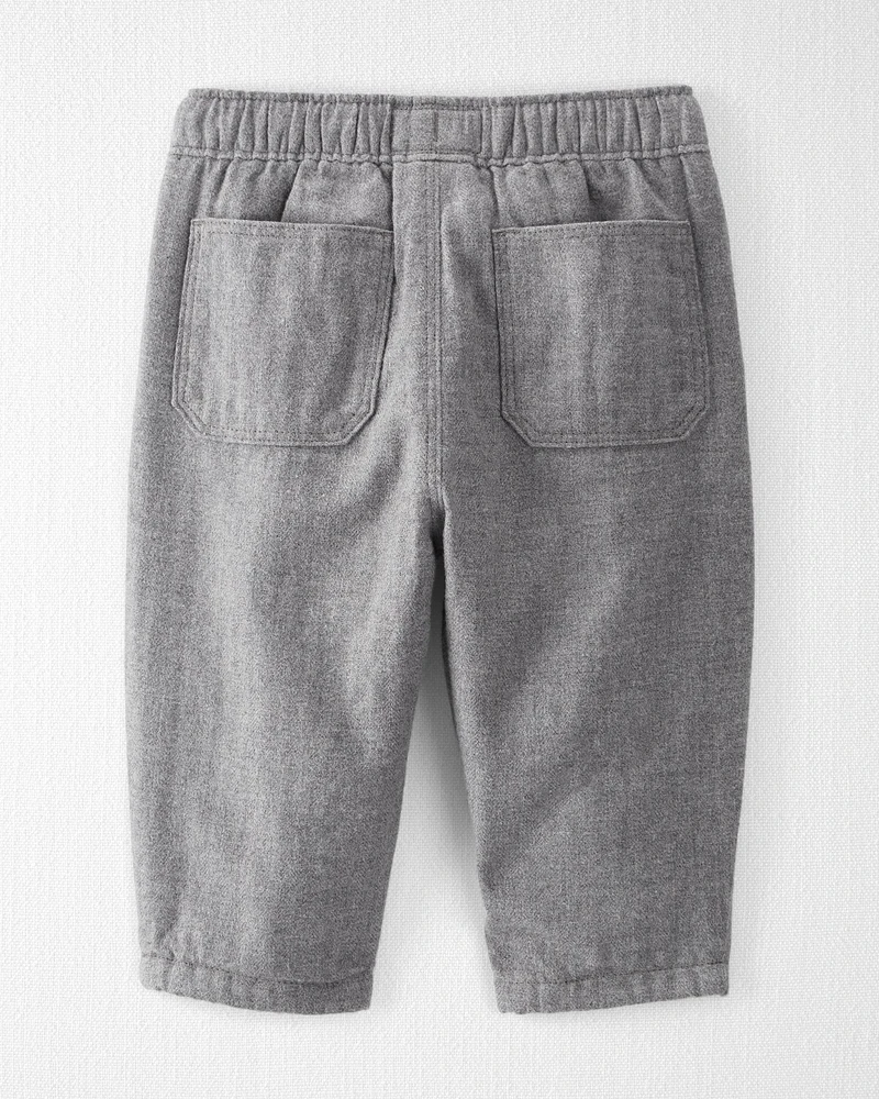 Baby Organic Cotton Relaxed-Fit Tapered Herringbone Pants