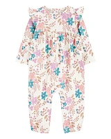 Baby Floral Jersey Long-Sleeve Jumpsuit