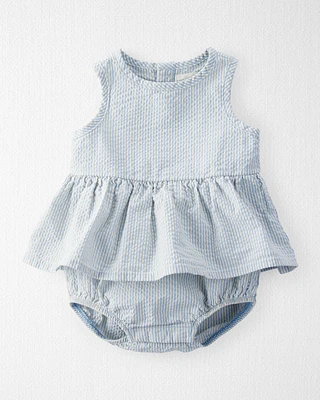 Baby Organic Cotton Seersucker Sunsuit