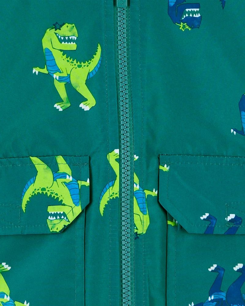 Kid Dino Print Rain Jacket