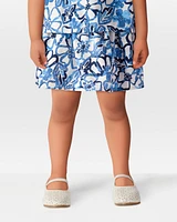 Toddler Floral Linen Look-alike Pull-On Skort - Blue