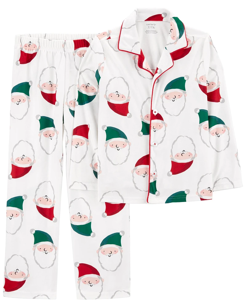 Kid 2-Piece Santa Fleece Coat Style Pyjamas